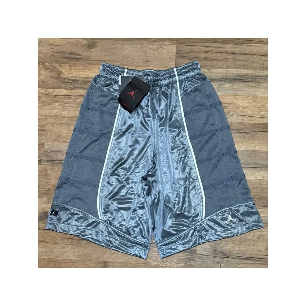 2010 Jordan Dri-Fit Grey White Silky Dazzle Shiny Basketball 395417-065 Shorts